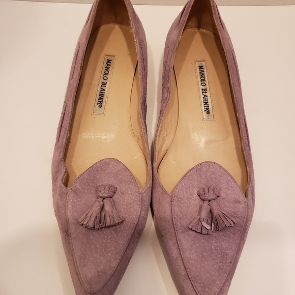 Manolo Blahnik suede lavender flats sz 37 - Picture 2 of 6